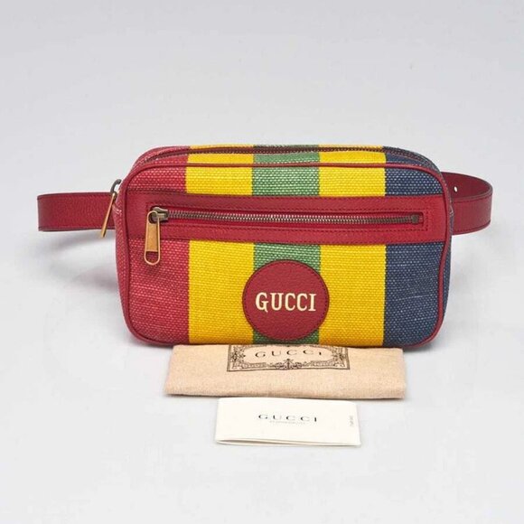 Gucci Multicolor Striped Canvas and Leather Baiadera Belt Bag Size 90/36 - Picture 10 of 10